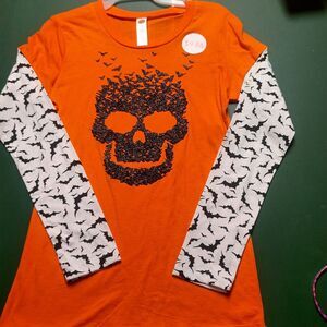 Skull Long Sleeve Shirt w/ Bat Sleeves - Juniors Medium (7/9) - New